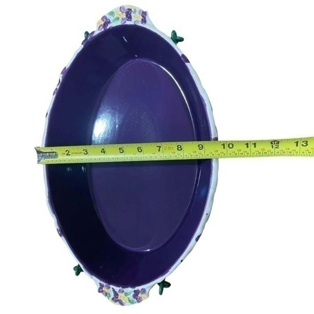 Temptation By Tara Violet Figural Floral Ceramic Bakeware With Lid and Wire Rack